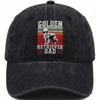 Retro Dog Golden Dad Washed Cotton Baseball Cap Fathers Day Gift for Dog Lovers Golden Retriever Dad