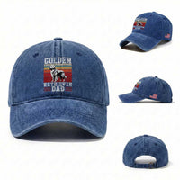 Retro Dog Golden Dad Washed Cotton Baseball Cap Fathers Day Gift for Dog Lovers Golden Retriever Dad