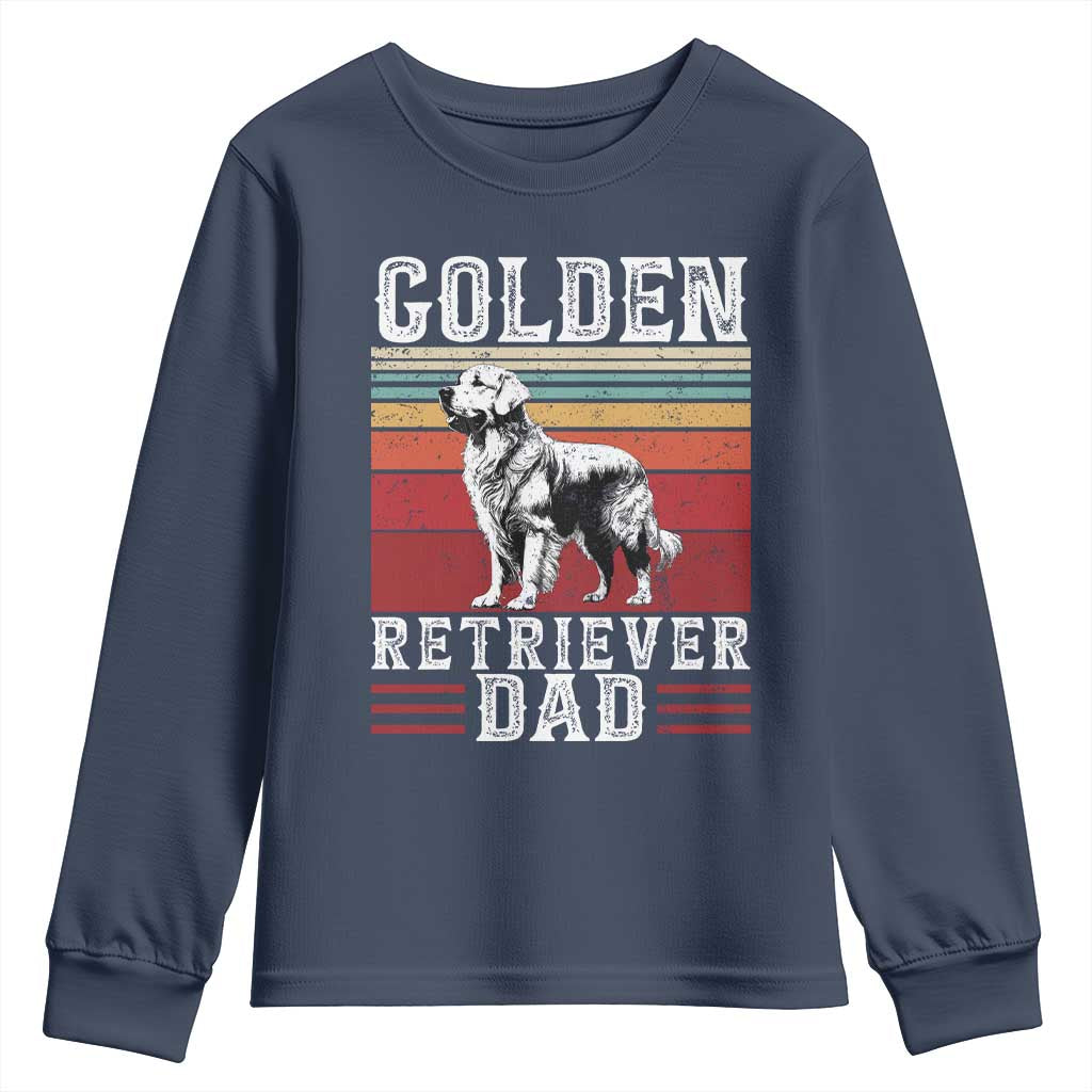 Retro Dog Golden Dad Youth Sweatshirt Fathers Day Gift for Dog Lovers Golden Retriever Dad - Wonder Print Shop