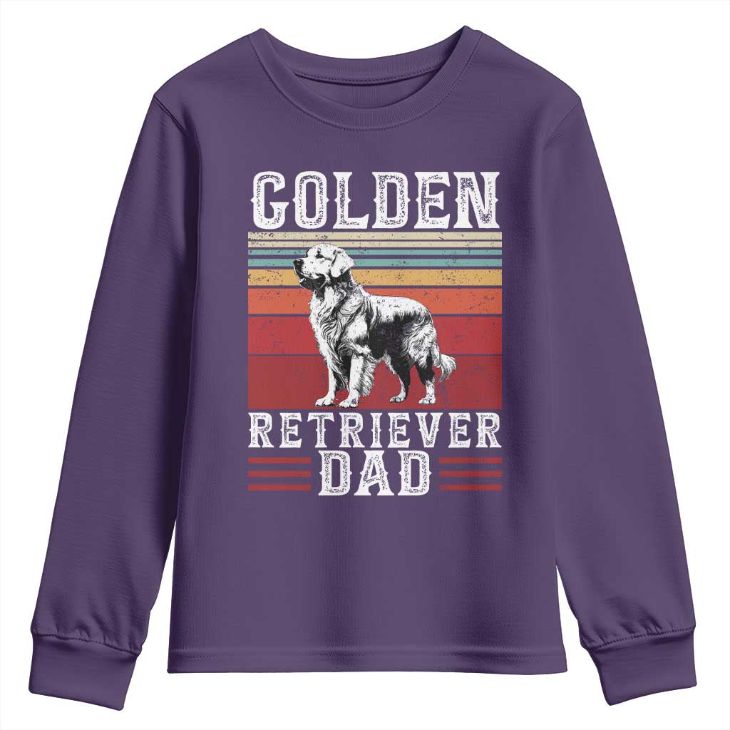 Retro Dog Golden Dad Youth Sweatshirt Fathers Day Gift for Dog Lovers Golden Retriever Dad - Wonder Print Shop