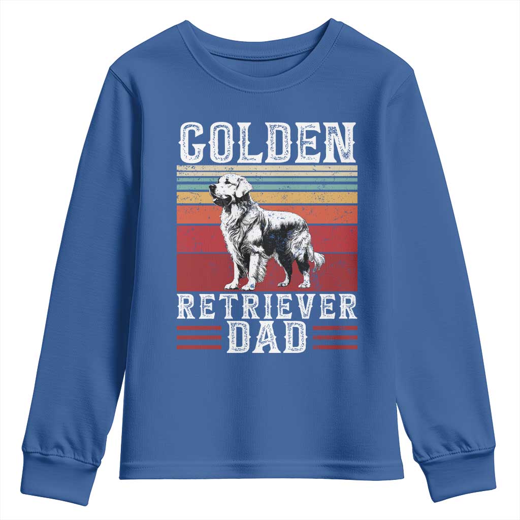 Retro Dog Golden Dad Youth Sweatshirt Fathers Day Gift for Dog Lovers Golden Retriever Dad - Wonder Print Shop