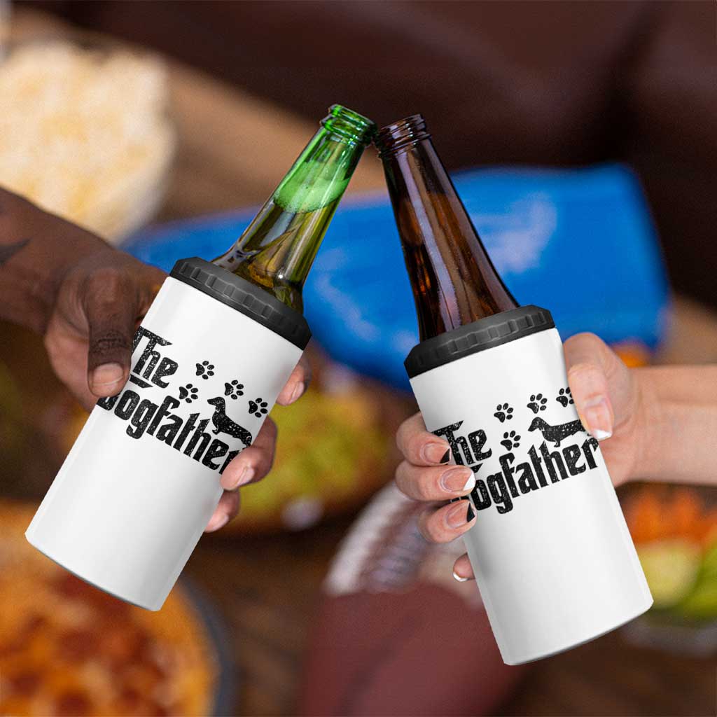 Dachshund Dog Dad 4 in 1 Can Cooler Tumbler The Dogfather Fathers Day Gifts For Dog Lovers - Wonder Print Shop