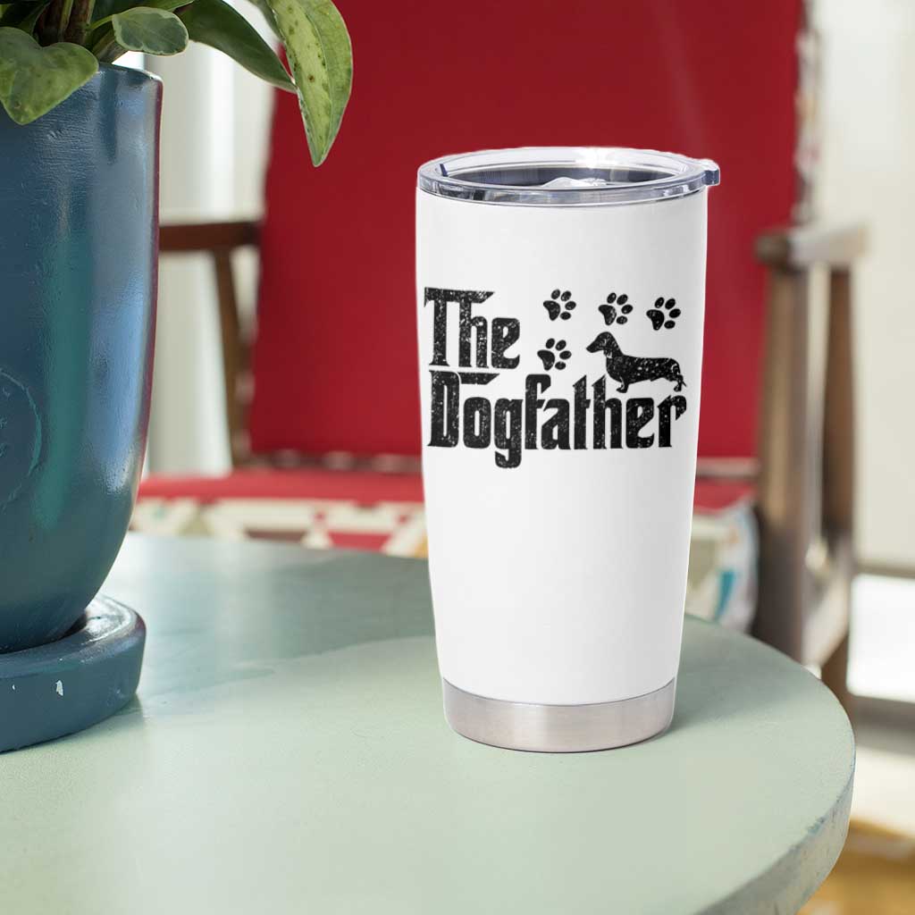 Dachshund Dog Dad Tumbler Cup The Dogfather Fathers Day Gifts For Dog Lovers - Wonder Print Shop