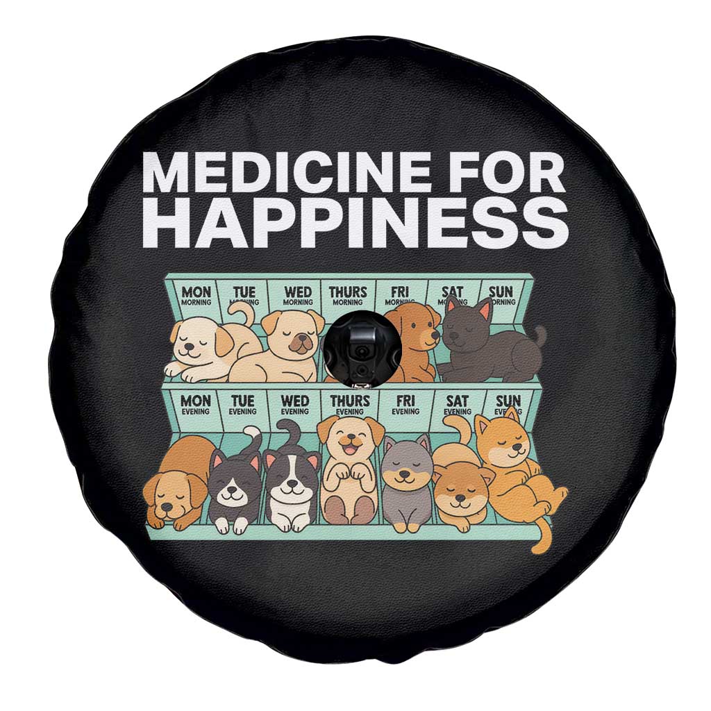 Funny Dog Lover Spare Tire Cover My Medicine For Happiness Called Cats Everyday - Wonder Print Shop