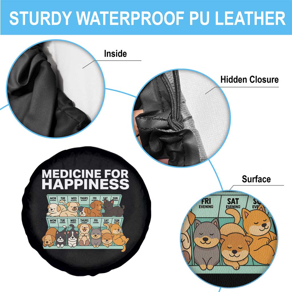 Funny Dog Lover Spare Tire Cover My Medicine For Happiness Called Cats Everyday - Wonder Print Shop