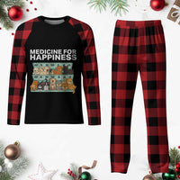 Funny Dog Lover Plaid Pajama Set My Medicine For Happiness Called Cats Everyday - Wonder Print Shop