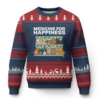 Funny Dog Lover Ugly Christmas Sweater My Medicine For Happiness Called Cats Everyday - Wonder Print Shop