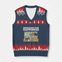 Funny Dog Lover V-Neck Knit Sweater Vest My Medicine For Happiness Called Cats Everyday - Wonder Print Shop