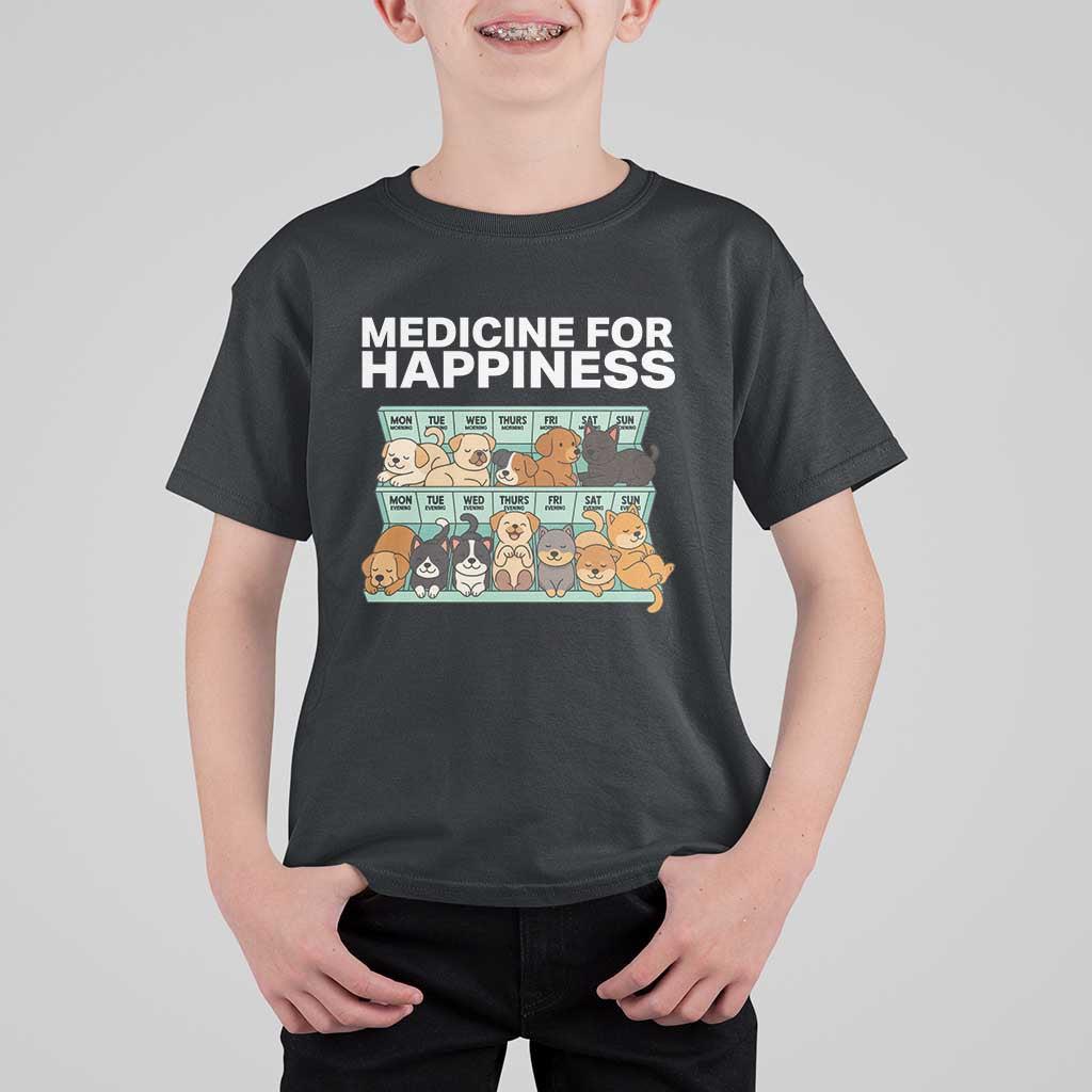 Funny Dog Lover T Shirt For Kid My Medicine For Happiness Called Cats Everyday - Wonder Print Shop