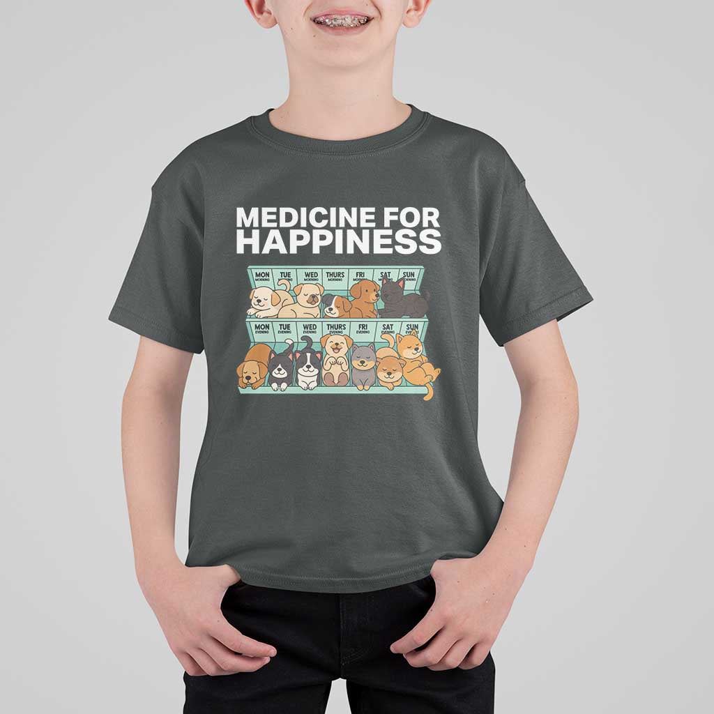 Funny Dog Lover T Shirt For Kid My Medicine For Happiness Called Cats Everyday - Wonder Print Shop
