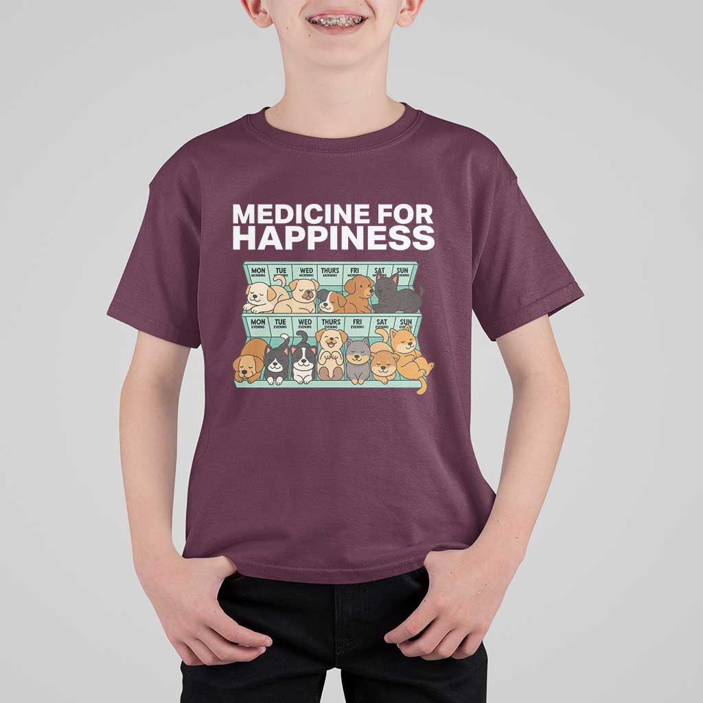 Funny Dog Lover T Shirt For Kid My Medicine For Happiness Called Cats Everyday - Wonder Print Shop