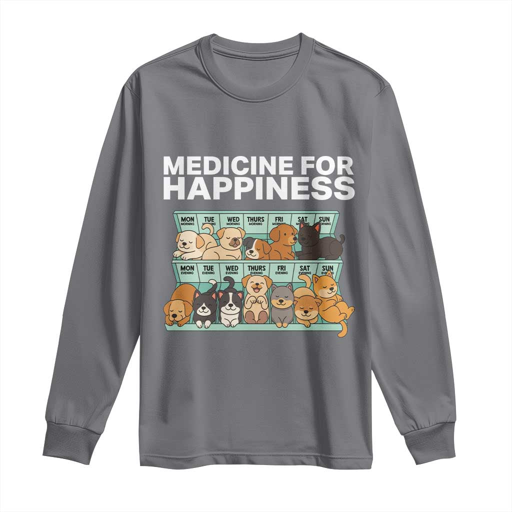 Funny Dog Lover Long Sleeve Shirt My Medicine For Happiness Called Cats Everyday - Wonder Print Shop