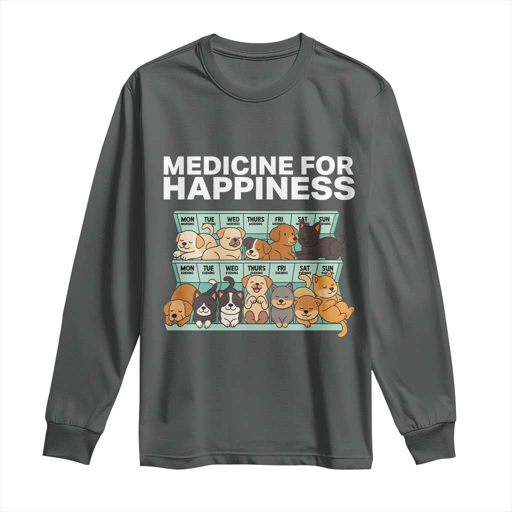 Funny Dog Lover Long Sleeve Shirt My Medicine For Happiness Called Cats Everyday - Wonder Print Shop