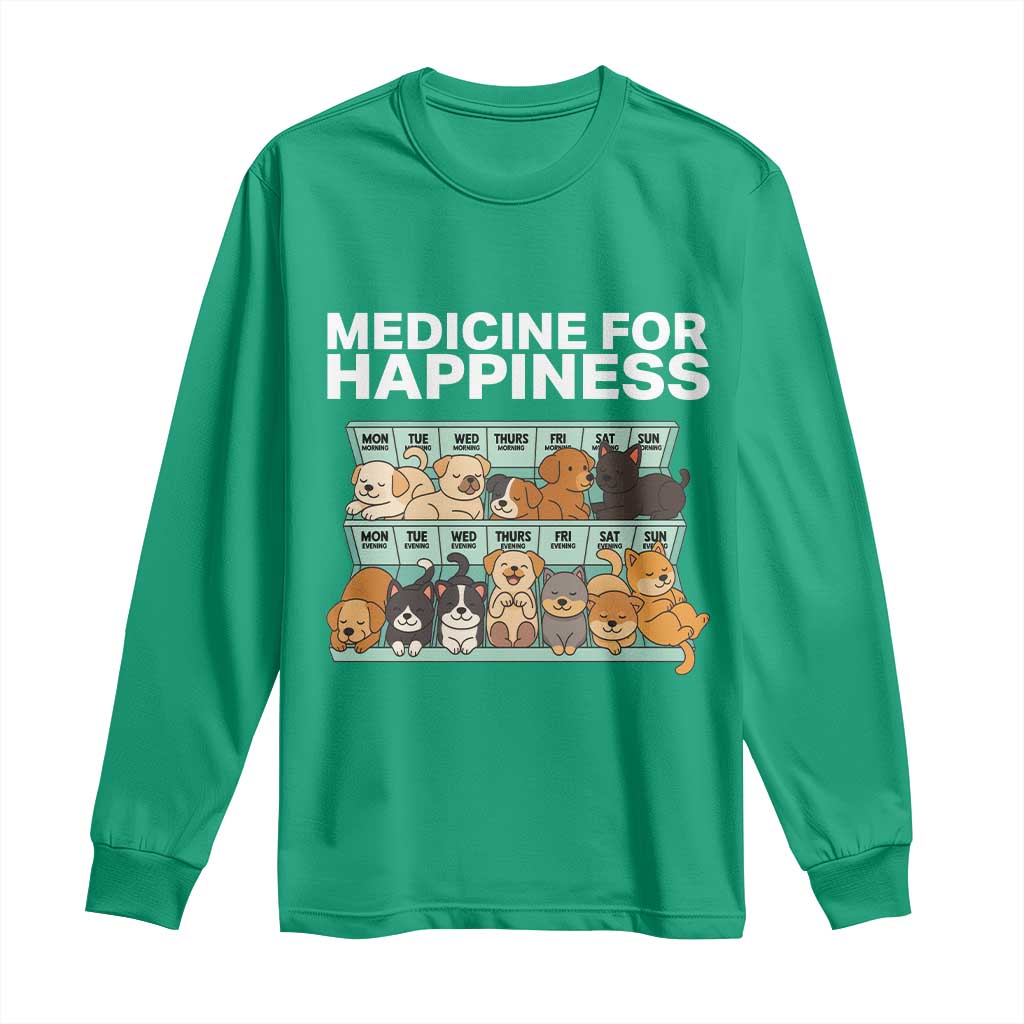 Funny Dog Lover Long Sleeve Shirt My Medicine For Happiness Called Cats Everyday - Wonder Print Shop