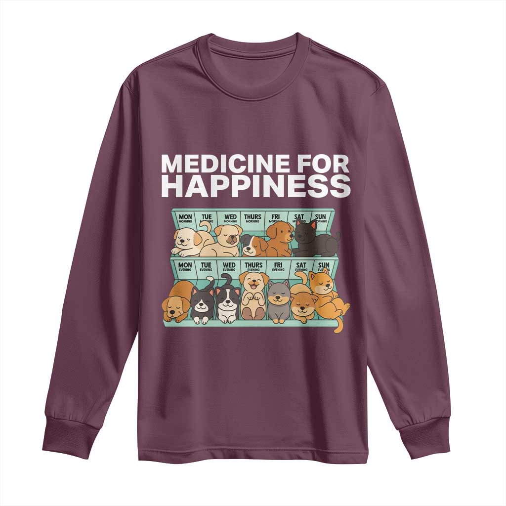 Funny Dog Lover Long Sleeve Shirt My Medicine For Happiness Called Cats Everyday - Wonder Print Shop
