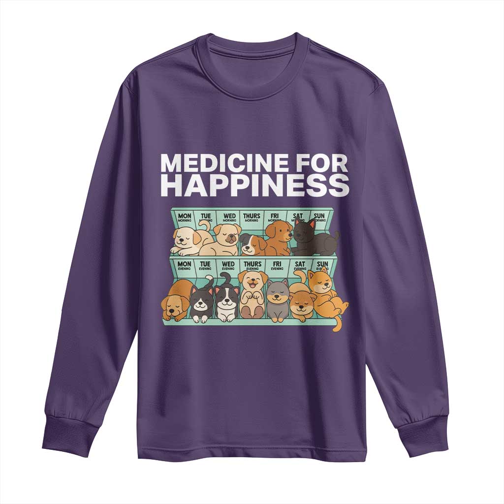 Funny Dog Lover Long Sleeve Shirt My Medicine For Happiness Called Cats Everyday - Wonder Print Shop