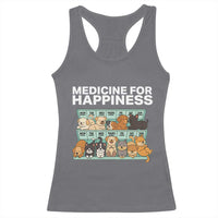 Funny Dog Lover Racerback Tank Top My Medicine For Happiness Called Cats Everyday - Wonder Print Shop
