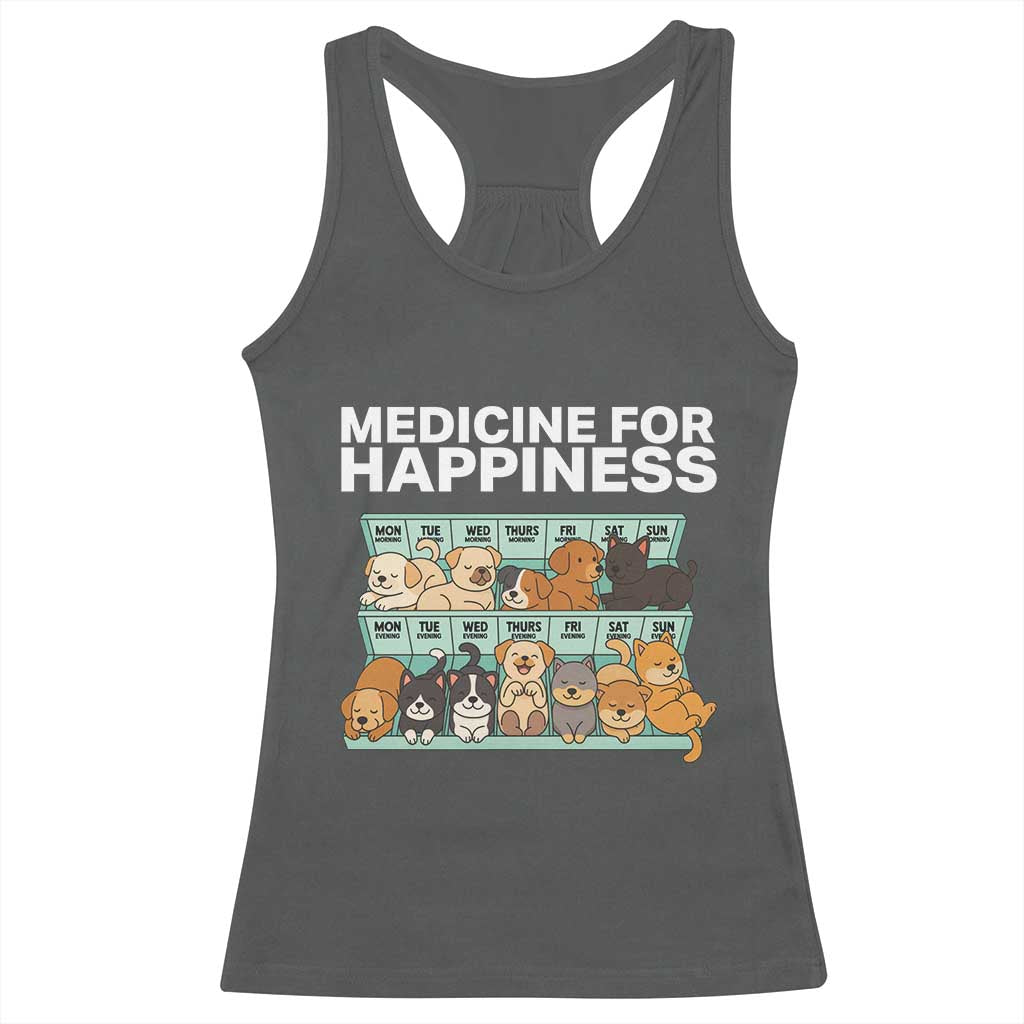 Funny Dog Lover Racerback Tank Top My Medicine For Happiness Called Cats Everyday - Wonder Print Shop