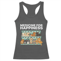 Funny Dog Lover Racerback Tank Top My Medicine For Happiness Called Cats Everyday - Wonder Print Shop