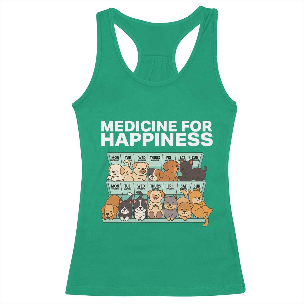 Funny Dog Lover Racerback Tank Top My Medicine For Happiness Called Cats Everyday - Wonder Print Shop