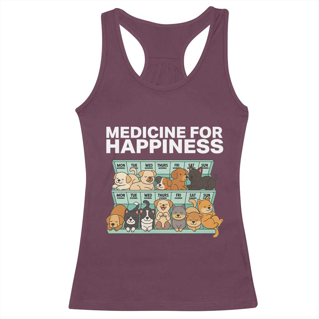 Funny Dog Lover Racerback Tank Top My Medicine For Happiness Called Cats Everyday - Wonder Print Shop