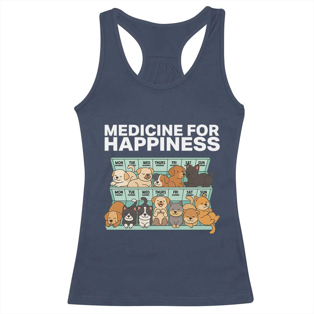 Funny Dog Lover Racerback Tank Top My Medicine For Happiness Called Cats Everyday - Wonder Print Shop