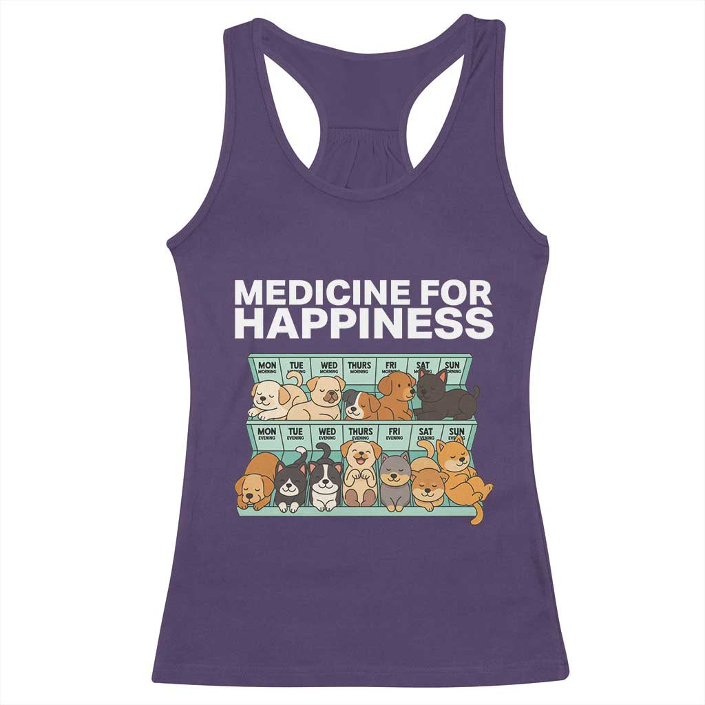 Funny Dog Lover Racerback Tank Top My Medicine For Happiness Called Cats Everyday - Wonder Print Shop