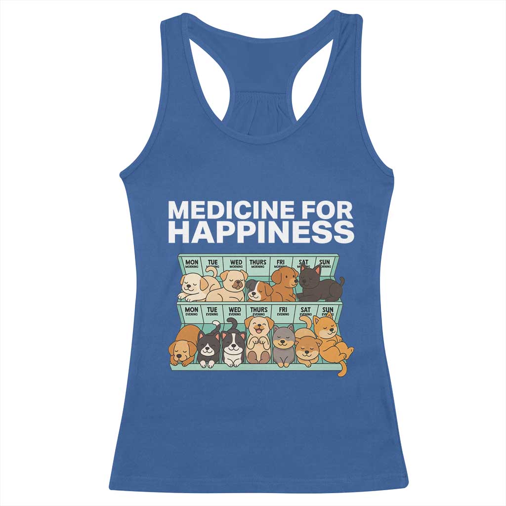Funny Dog Lover Racerback Tank Top My Medicine For Happiness Called Cats Everyday - Wonder Print Shop