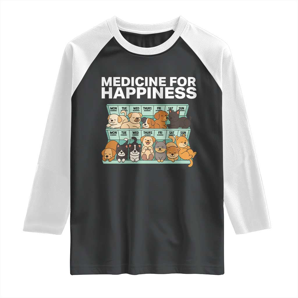 Funny Dog Lover Raglan Shirt My Medicine For Happiness Called Cats Everyday - Wonder Print Shop