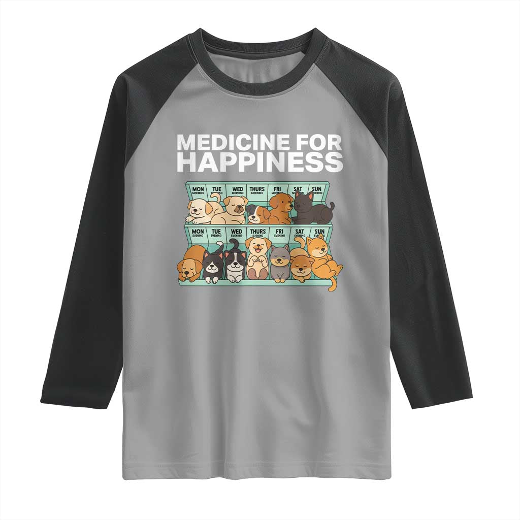 Funny Dog Lover Raglan Shirt My Medicine For Happiness Called Cats Everyday - Wonder Print Shop