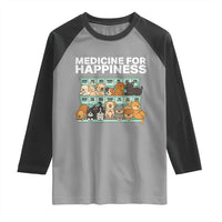 Funny Dog Lover Raglan Shirt My Medicine For Happiness Called Cats Everyday - Wonder Print Shop