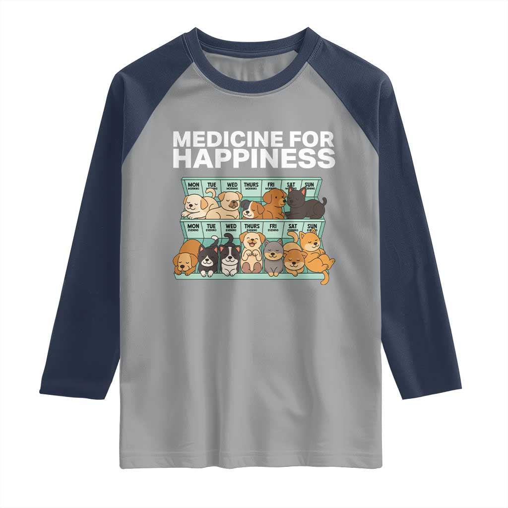 Funny Dog Lover Raglan Shirt My Medicine For Happiness Called Cats Everyday - Wonder Print Shop