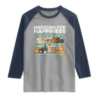 Funny Dog Lover Raglan Shirt My Medicine For Happiness Called Cats Everyday - Wonder Print Shop