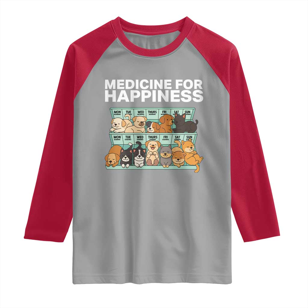 Funny Dog Lover Raglan Shirt My Medicine For Happiness Called Cats Everyday - Wonder Print Shop
