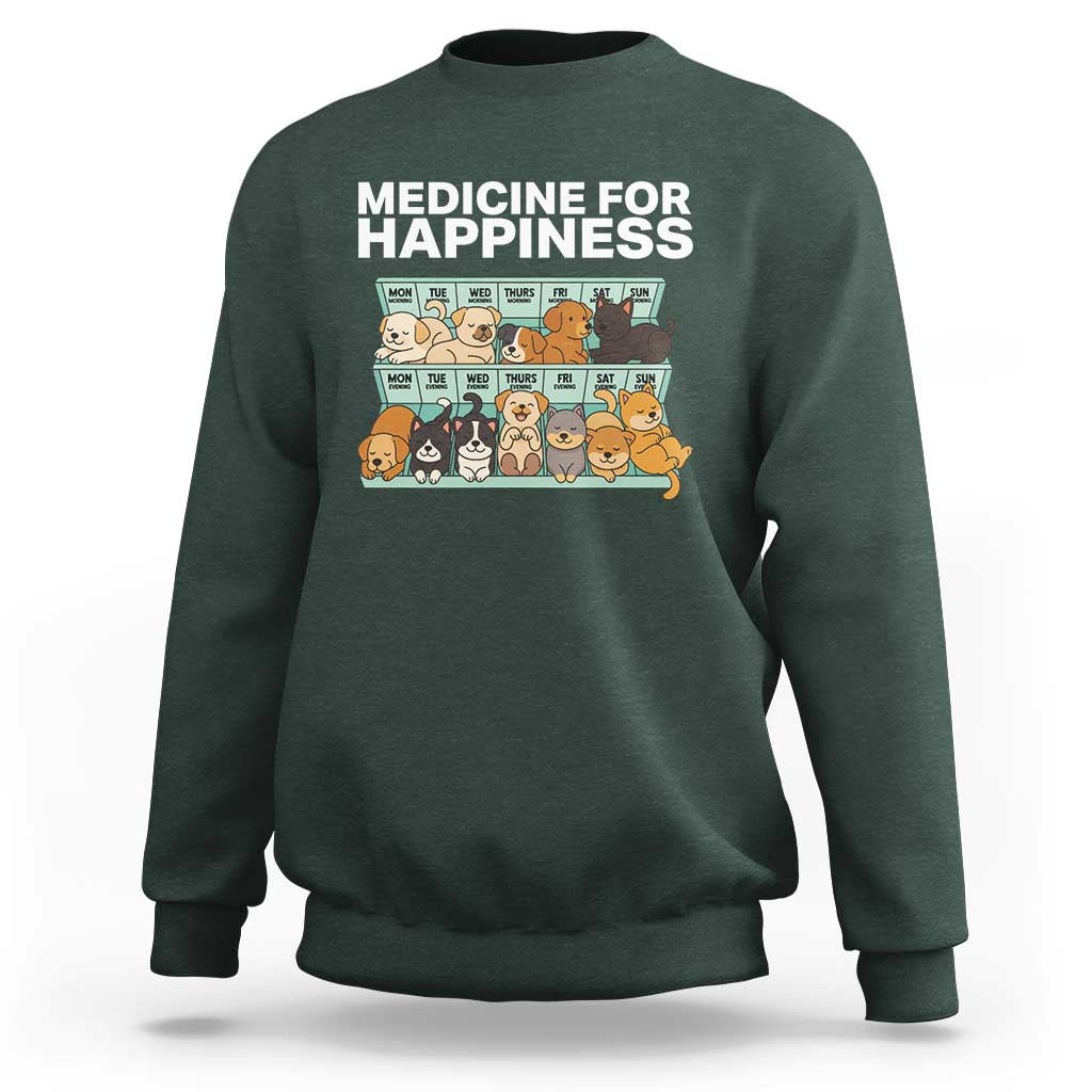 Funny Dog Lover Sweatshirt My Medicine For Happiness Called Cats Everyday - Wonder Print Shop