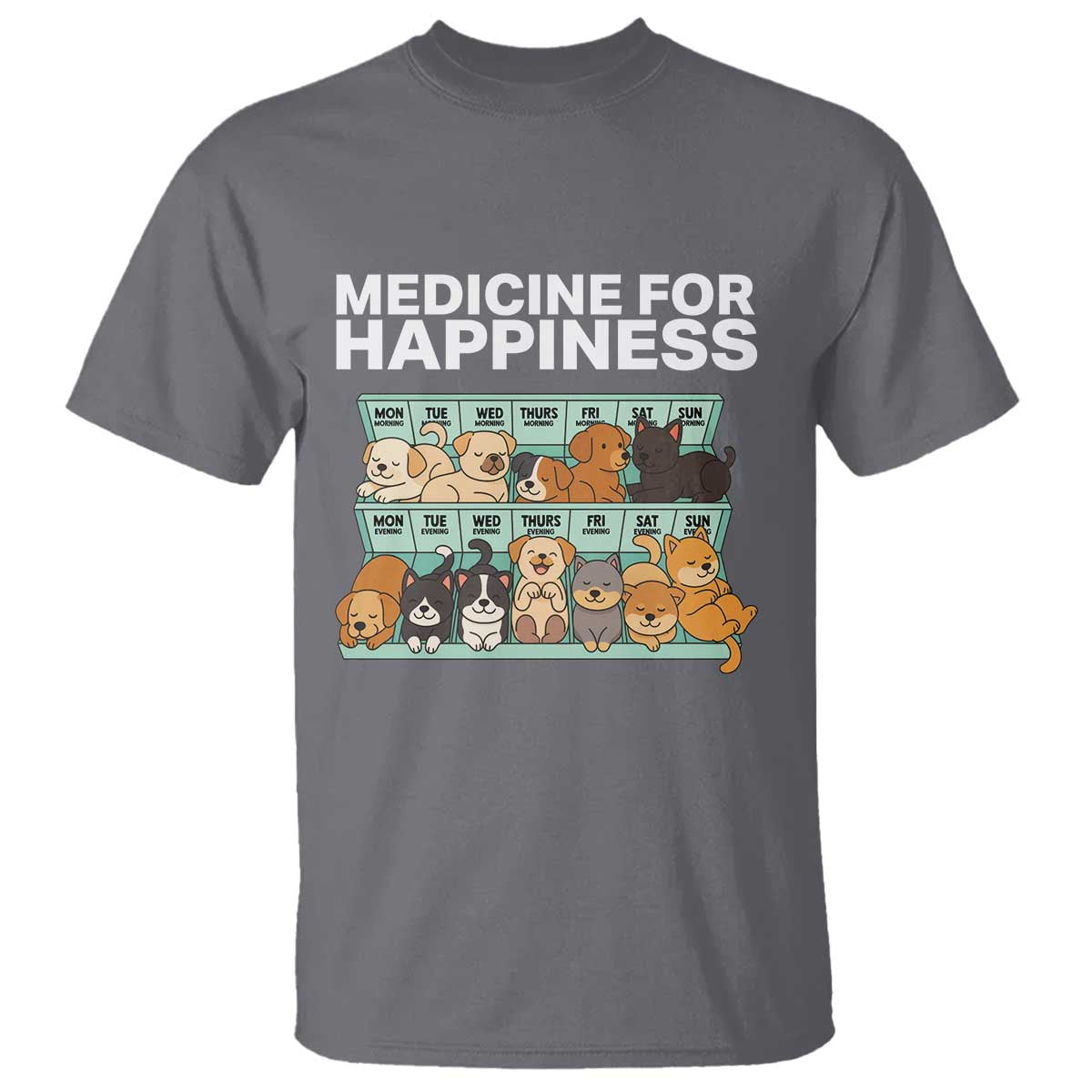 Funny Dog Lover T Shirt My Medicine For Happiness Called Cats Everyday - Wonder Print Shop