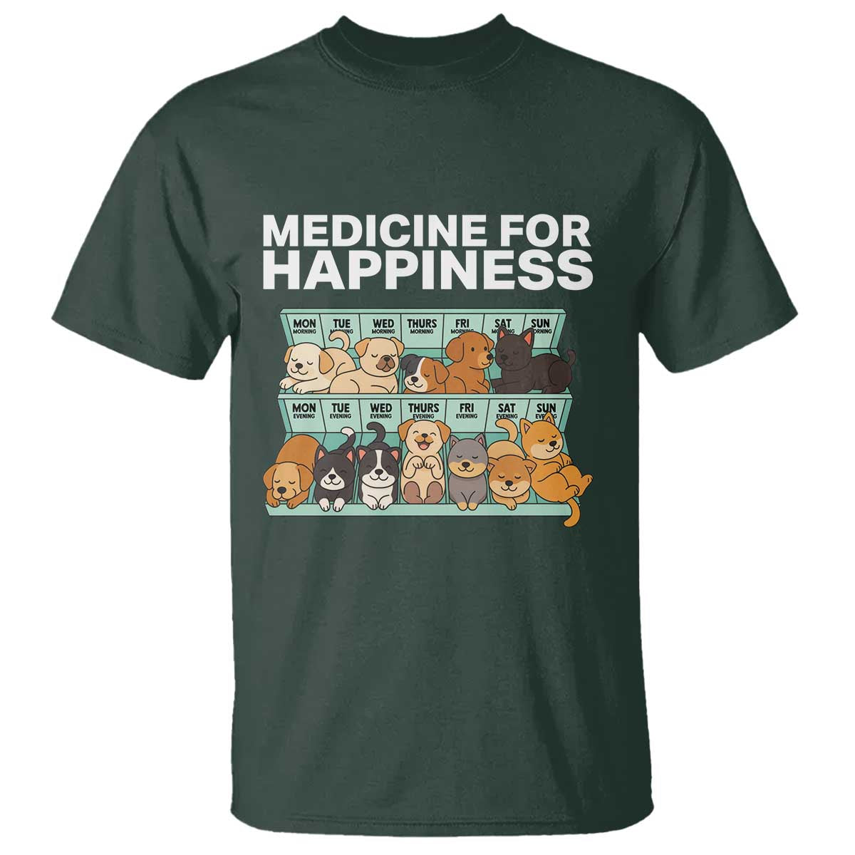 Funny Dog Lover T Shirt My Medicine For Happiness Called Cats Everyday - Wonder Print Shop