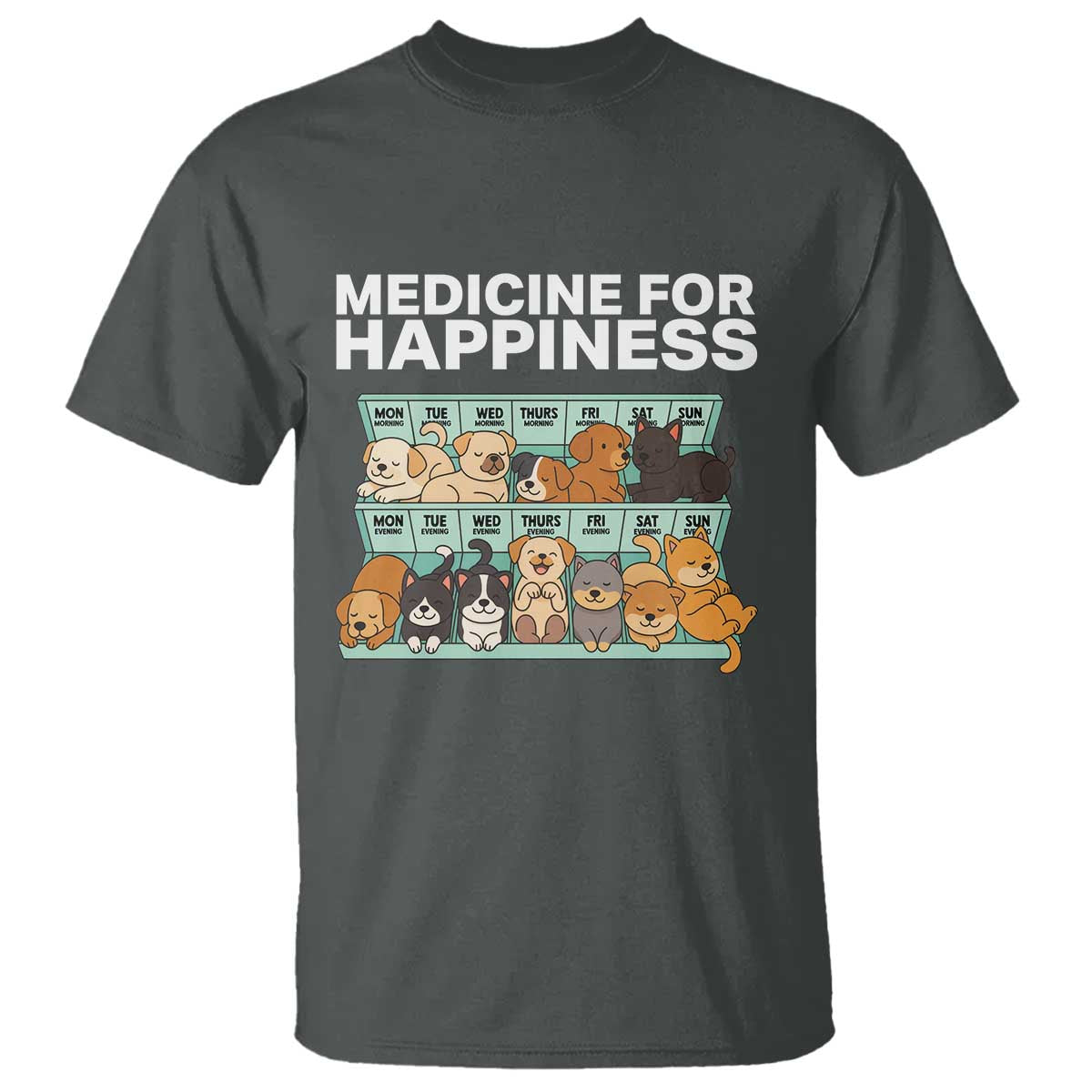 Funny Dog Lover T Shirt My Medicine For Happiness Called Cats Everyday - Wonder Print Shop