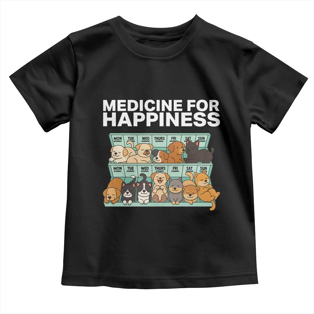 Funny Dog Lover Toddler T Shirt My Medicine For Happiness Called Cats Everyday - Wonder Print Shop