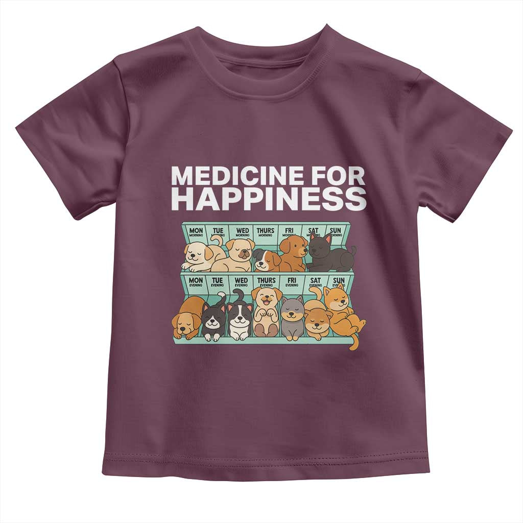 Funny Dog Lover Toddler T Shirt My Medicine For Happiness Called Cats Everyday - Wonder Print Shop