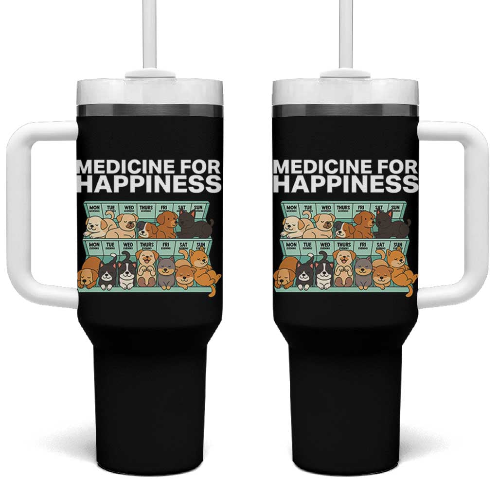 Funny Dog Lover Tumbler With Handle My Medicine For Happiness Called Cats Everyday - Wonder Print Shop