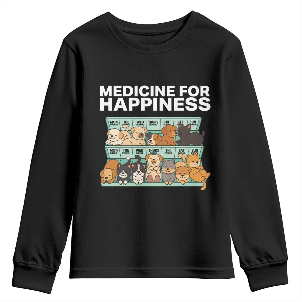 Funny Dog Lover Youth Sweatshirt My Medicine For Happiness Called Cats Everyday - Wonder Print Shop