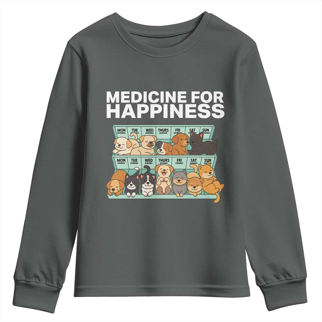 Funny Dog Lover Youth Sweatshirt My Medicine For Happiness Called Cats Everyday - Wonder Print Shop