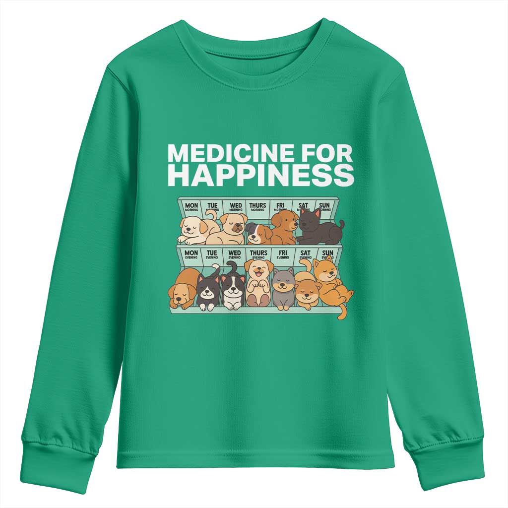 Funny Dog Lover Youth Sweatshirt My Medicine For Happiness Called Cats Everyday - Wonder Print Shop