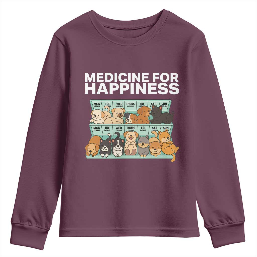 Funny Dog Lover Youth Sweatshirt My Medicine For Happiness Called Cats Everyday - Wonder Print Shop