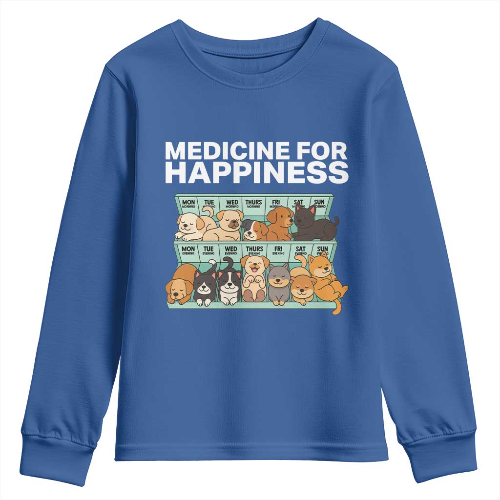 Funny Dog Lover Youth Sweatshirt My Medicine For Happiness Called Cats Everyday - Wonder Print Shop