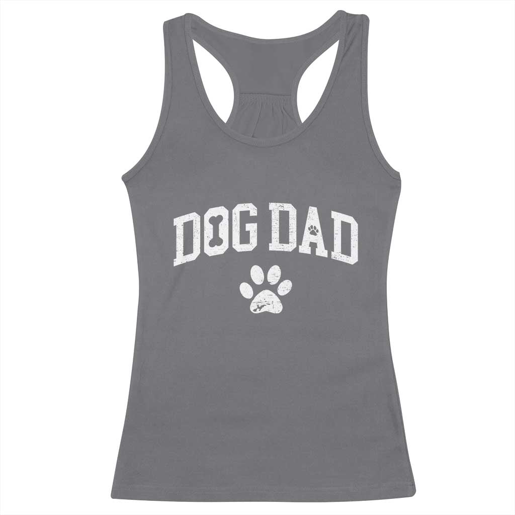 Retro Dog Dad Racerback Tank Top Distressed Fathers Day Gift for Dog Lovers - Wonder Print Shop
