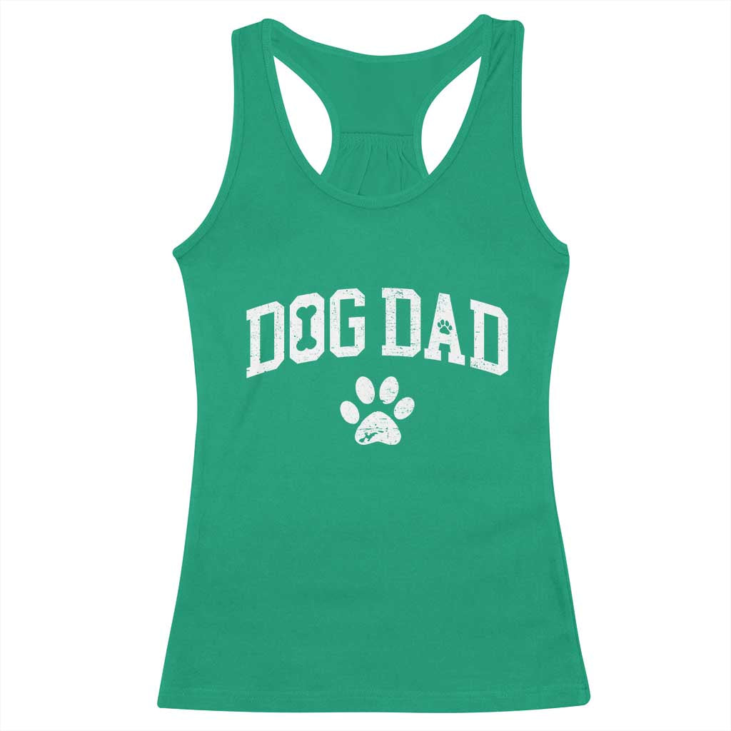 Retro Dog Dad Racerback Tank Top Distressed Fathers Day Gift for Dog Lovers - Wonder Print Shop