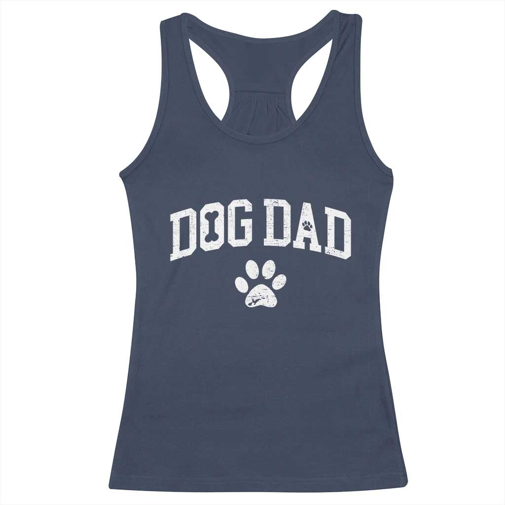Retro Dog Dad Racerback Tank Top Distressed Fathers Day Gift for Dog Lovers - Wonder Print Shop