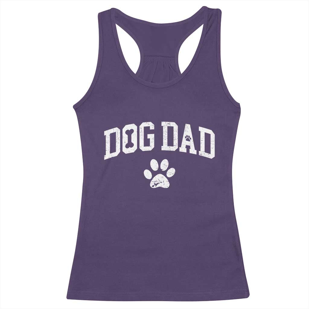 Retro Dog Dad Racerback Tank Top Distressed Fathers Day Gift for Dog Lovers - Wonder Print Shop